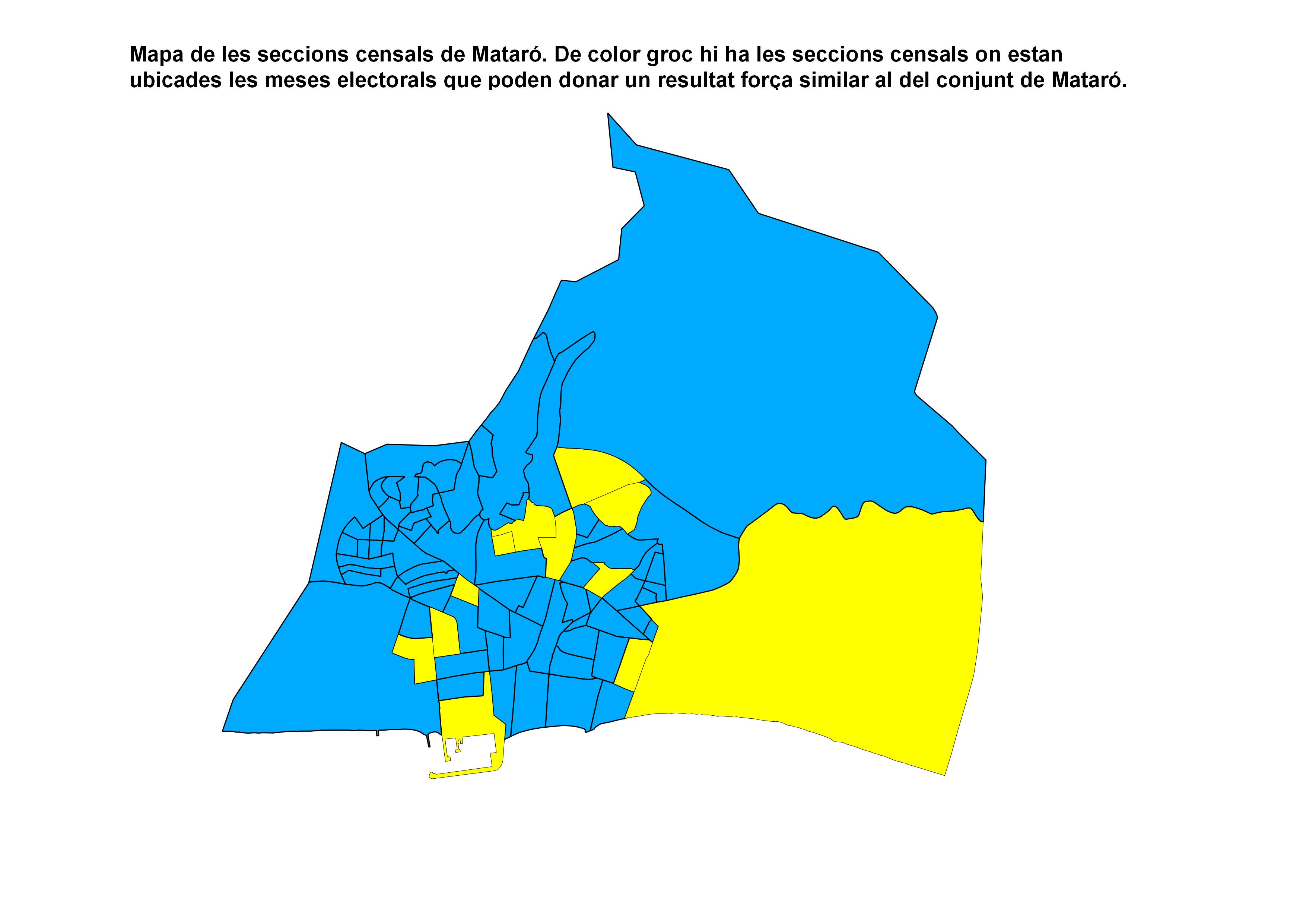 Les seccions censals de Mataró on hi ha les meses a controlar en les eleccions municipals de 2015.