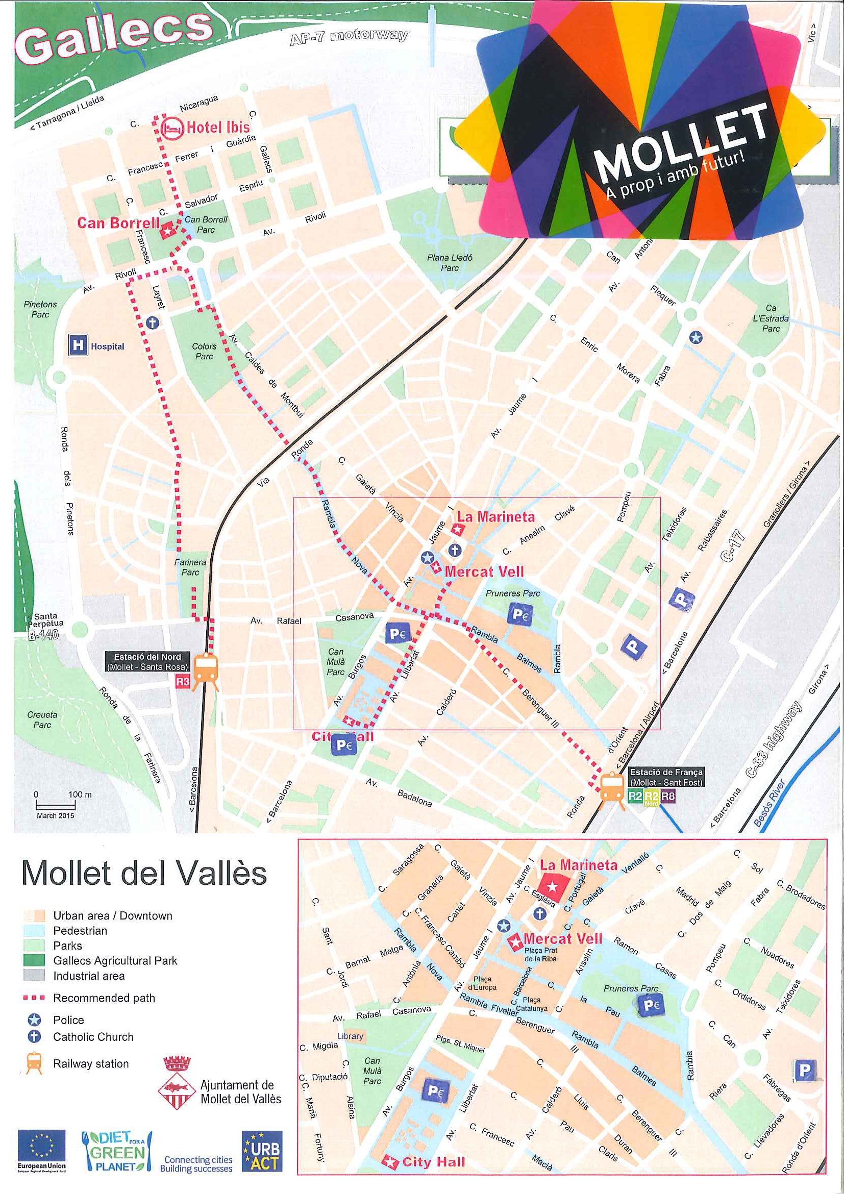 MAPA MOLLET APARCAMENTS RENFE